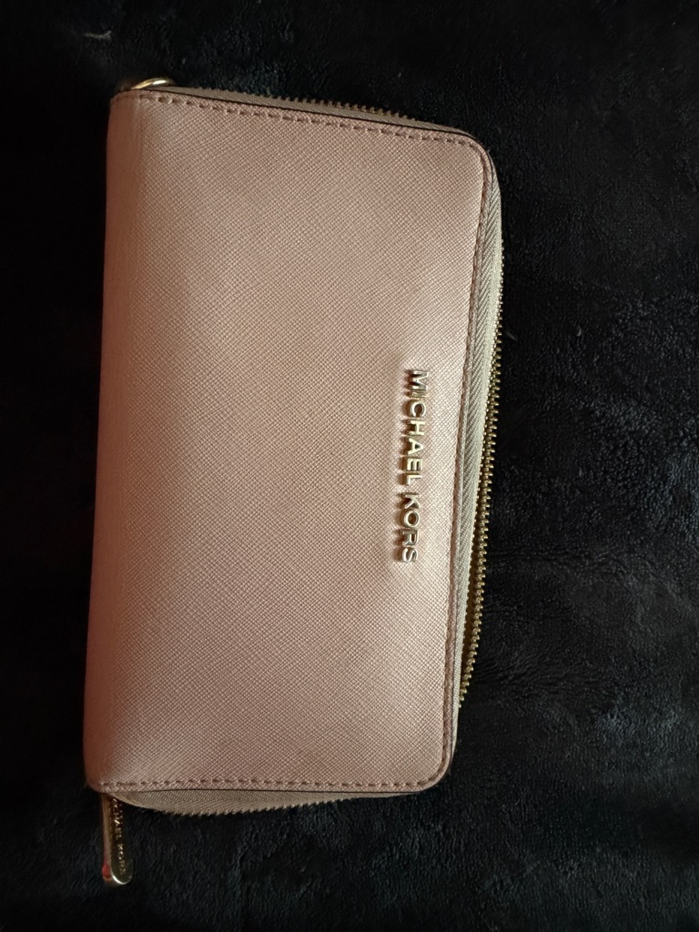 Michael Kors Metallic Rose Zip-Around Saffiano Wallet